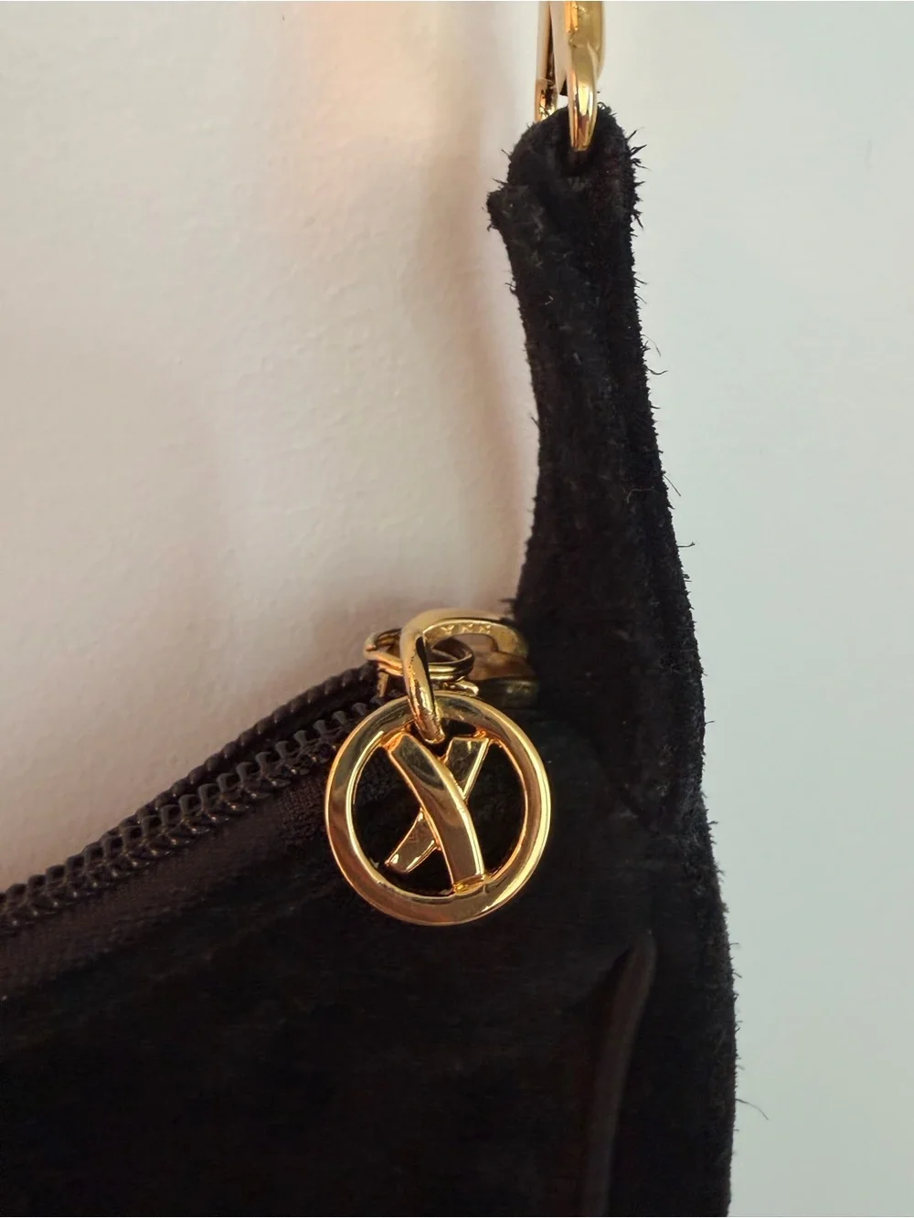 Paloma Picasso Black Crescent Shoulder Bag with Gold Accent